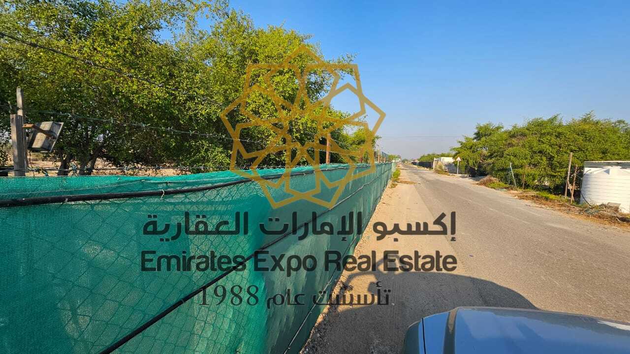 للبيع مزرعة في الباهية أبوظبي علي الشارع الرئيسي الخلفي بموقع مميز